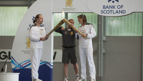 Katherine Grainger welcomes the Olympic Torch Relay to Scotland